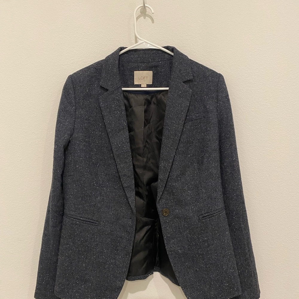 LOFT Midnight Blue Textured Blazer